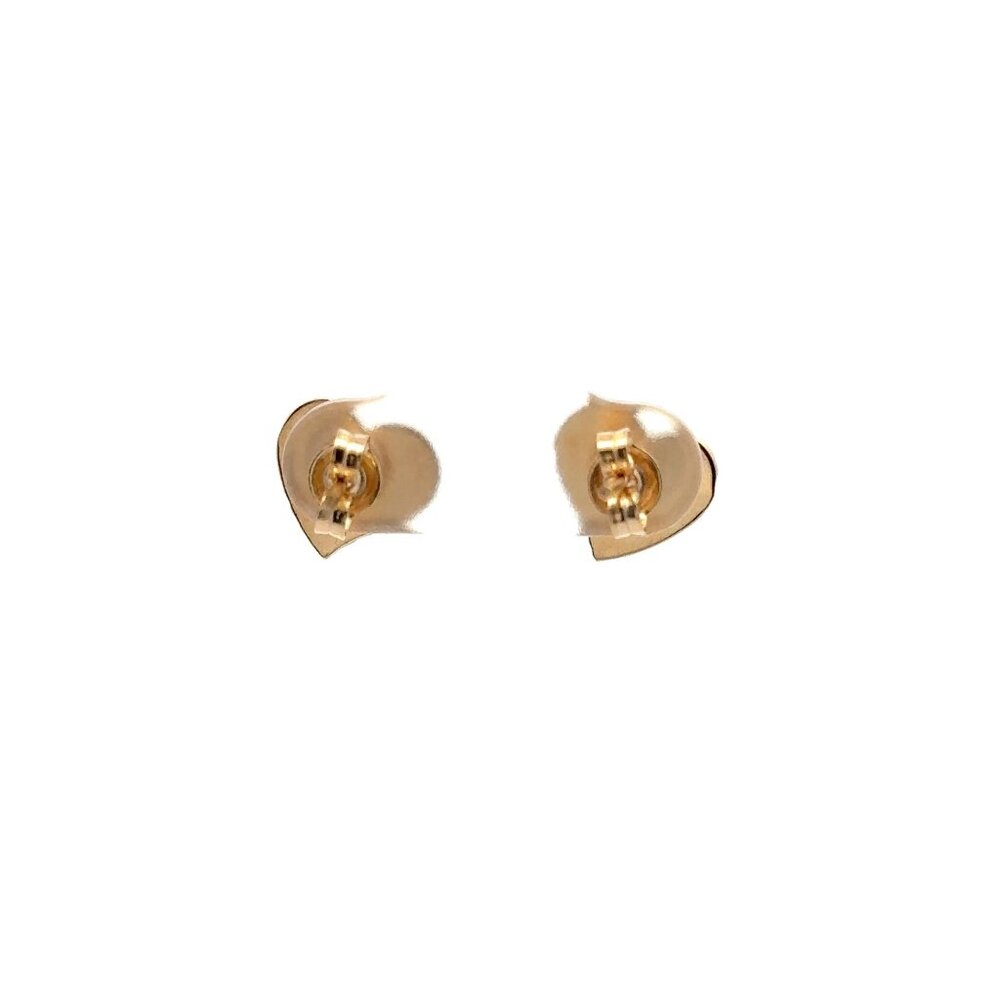 18K Gold Earrings Stud Heart - Picture 8 of 11